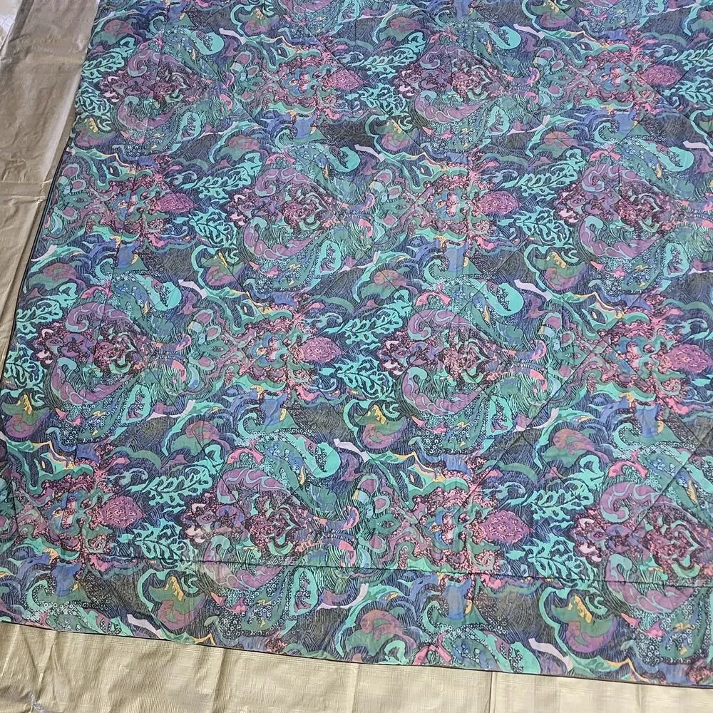 Bill Blass For Springmaid Full Bedspread Vintage 80-90s Marbled Jewel Comforter